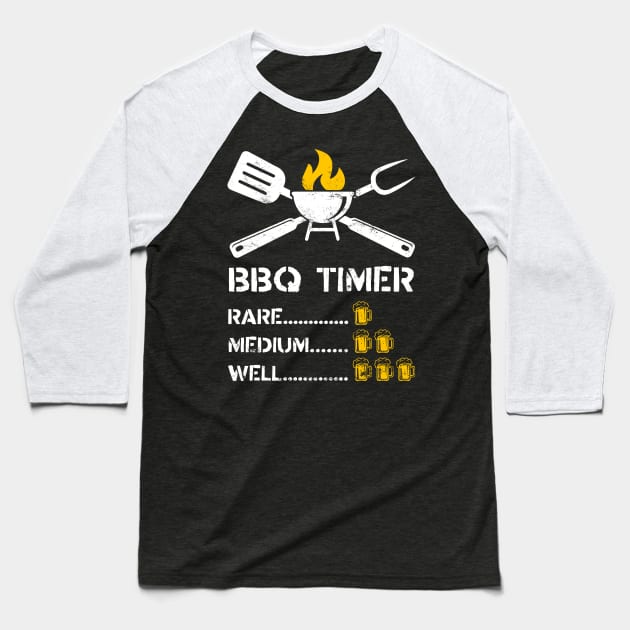 BBQ Timer Barbeque & Beer Baseball T-Shirt by TextTees